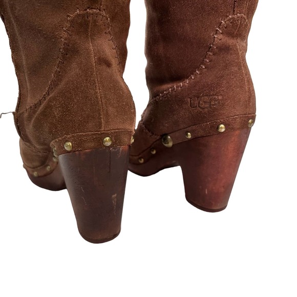 UGG Brown Suede Ankle Boots with Cream Fur Lining - Picture 10 of 13